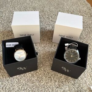 Nine West Men's & Women’s Watch Set | Classic, Silver Tone, Gold Tone, Leather